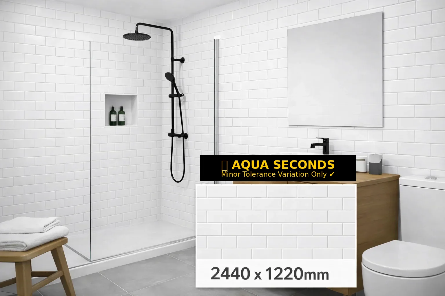 Seratone Polar White Aqua Subway Tile 2440x1220 4.5mm * - Image 2