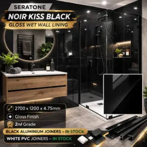 Seratone Metallic Noir Kiss Gloss ( Black)Wet Wall Lining 2700x1200 4.75mm *